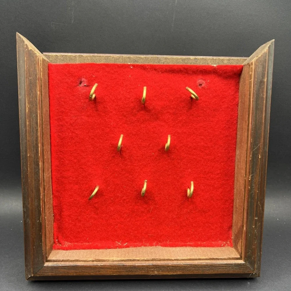 Vtg Wood Key Box Wall Mount Slide Up Hidden Storage Signed GW '88 Ceramic Tile